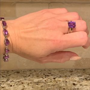 Simulated Alexandrite Bracelet and Ring in SS